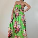 Green Maxi Dress Floral Par..
