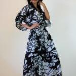 Black White Kimono Dress Wo..