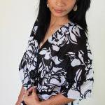 Black White Kimono Dress Wo..