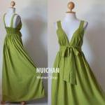 Long Olive Green Maxi Dress..