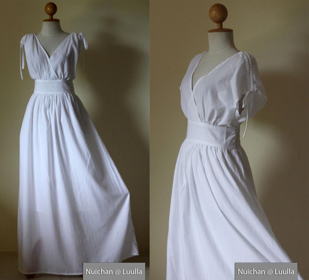 White Evening Dress - high waist bridesmaid Dress : Classy Gorgeous Collection