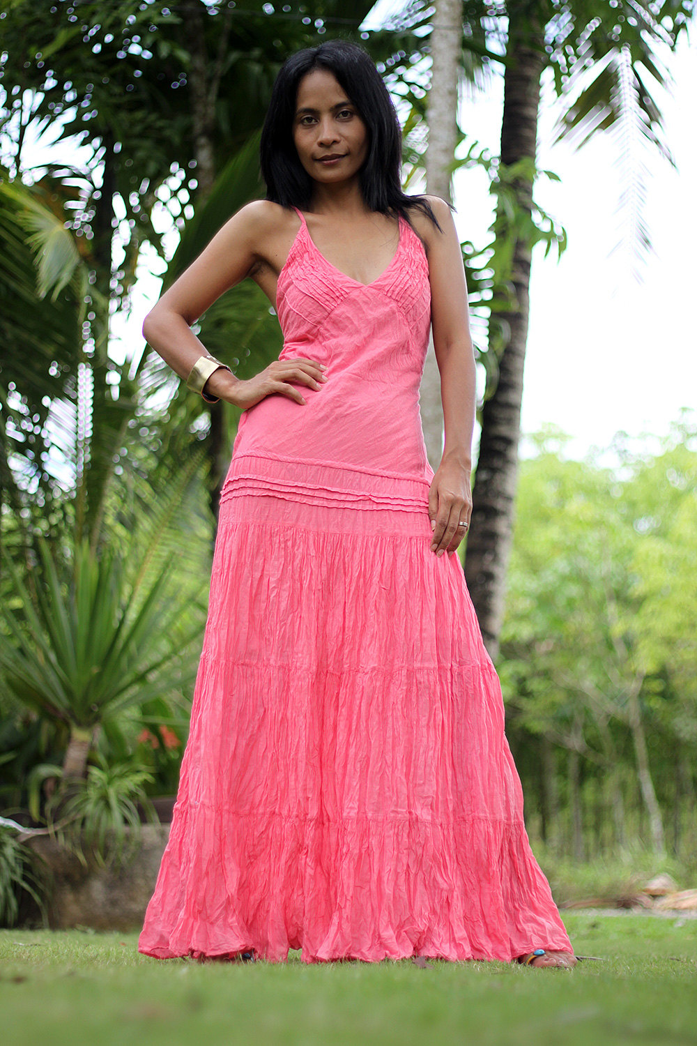 Pink Tie Dyed Maxi Dress : Exotic Collection