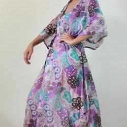 Maxi Dress Kaftan Long Boho Gown with lovely flower print : Bohemian Kaftan Collection