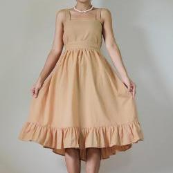 Short bridesmaid dress light brown Prom Party Cocktail Cotton Gown: Party Time Collection II