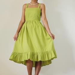 Short green dress Bridesmaid Prom Party Cocktail Cotton Gown: Party Time Collection II