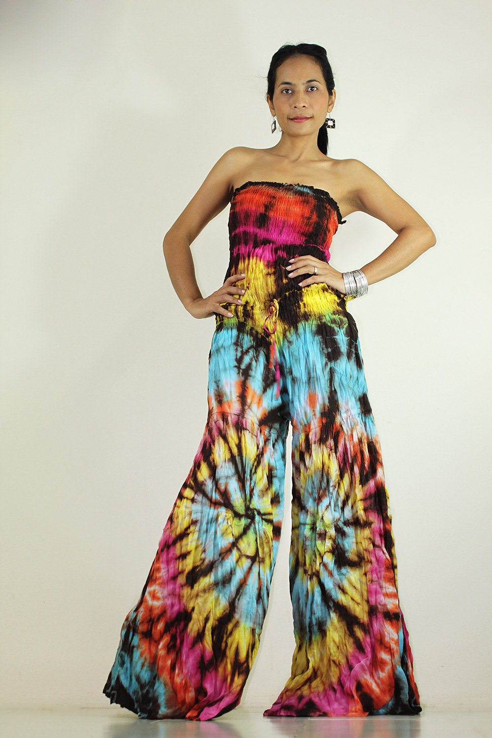 Jumpsuit Tie Dye Hippie Boho Jumper Tube Maxi Dress Exotic Collection